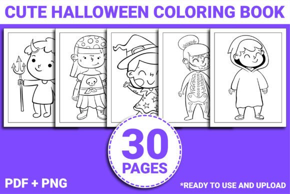 Download CUTE HALLOWEEN COLORING BOOK for KIDS - Premium Bundle