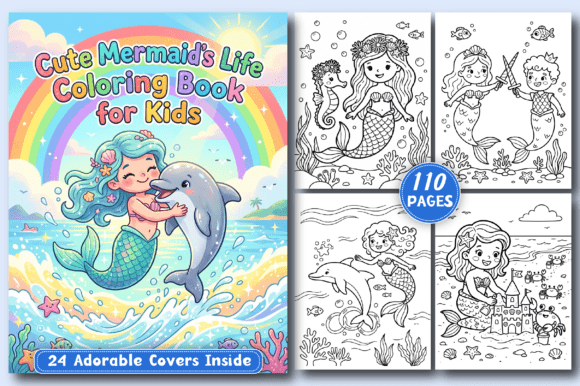 Download Cute Mermaid’s Life KIDS Coloring Pages - Kids coloring pages Collection